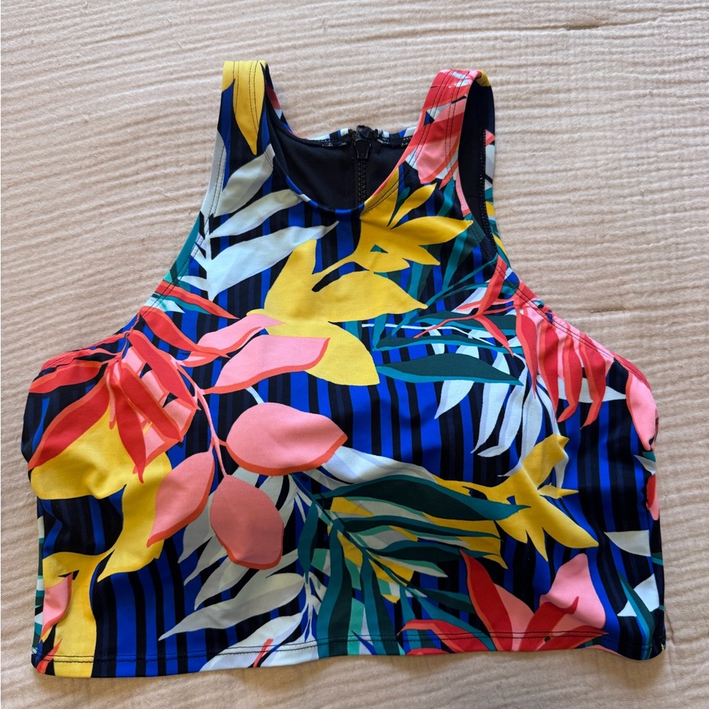 Multicolor high neck bathing suit top